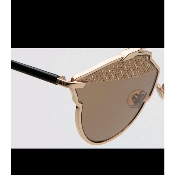 Christian Dior So Real Studded Designer Sunglasses Gold Black Italian Aviators - Picture 4 of 16